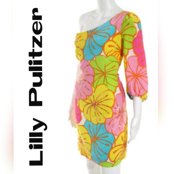 Lilly Pulitzer Dresses & Skirts - Lilly Pulitzer Dress Sequin Floral / One Shoulder